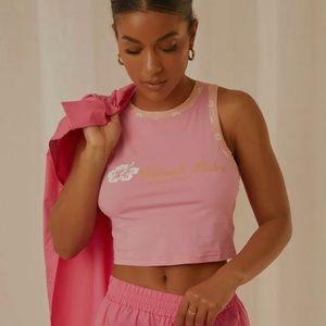 Pink summery haltered crop top